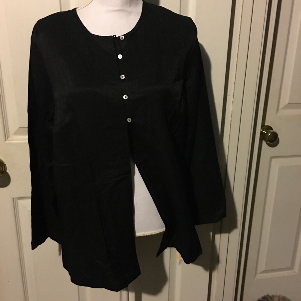100% Silk blouse black large